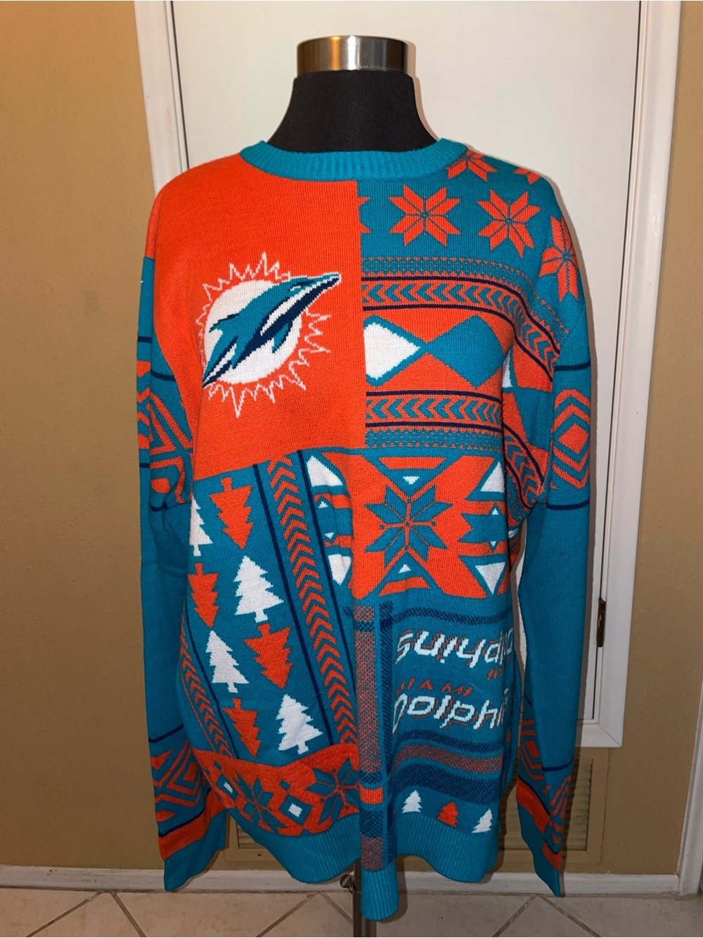 Miami Dolphins Ugly Christmas Sweater  XL
